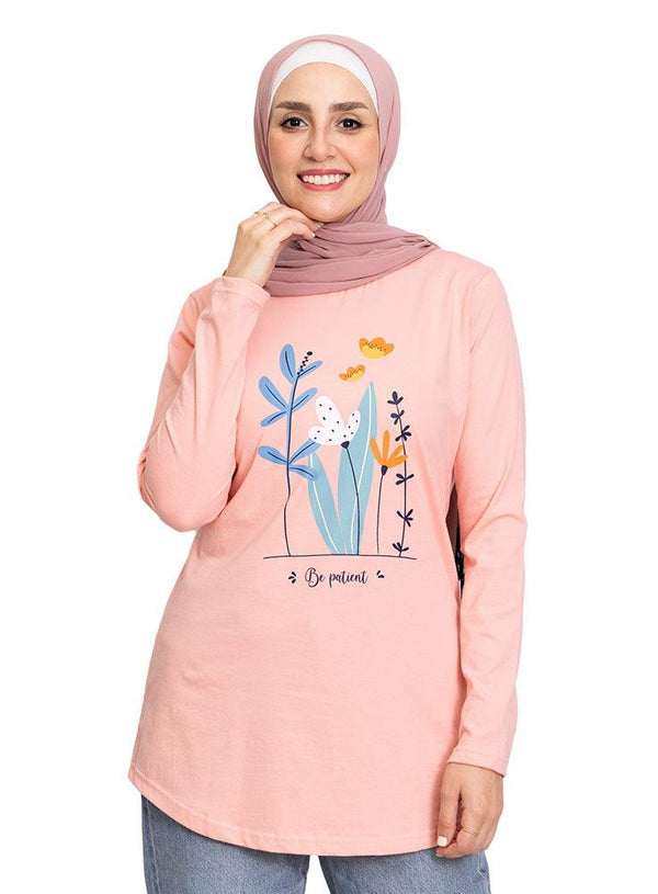 Powder Rose Printed Long - Sleeve Design 45 - Khotwh